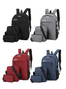 Mochila Antirrobo Casual Carga Usb Escolar Laptop 15.6 Plugadas 3 Piezas - Gris - Ver 11