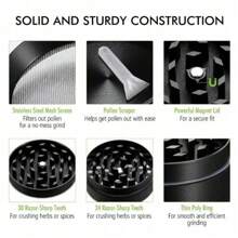 2英寸锌合金研磨器4层手动金属研磨器周氏药草研磨器配件工具男生情人节心形女生情人节 - 黑色 - 查看 3