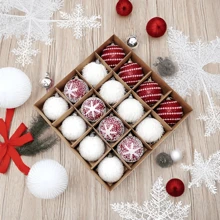 16pcs Luxury Christmas Tree Ornament Set - Handcrafted White Fabric & Wired Balls For Festive Holiday Decor Home Decor Christmas Decorations Room Decor Winter