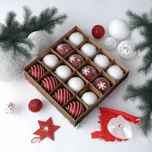 16pcs Luxury Christmas Tree Ornament Set - Handcrafted White Fabric & Wired Balls For Festive Holiday Decor Home Decor Christmas Decorations Room Decor Winter