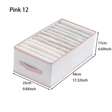 1 件装织物收纳盒收纳袋，抽屉式衣服、内衣、袜子、壁橱收纳袋，可折叠，多隔层，适用于卧室、宿舍、家庭使用抽屉式衣柜收纳袋壁橱收纳袋绗缝袋床下收纳盒隔断衣服垃圾袋内衣衣服适合开学季使用，可折叠 6/7/11 格，打包必需品，衣服收纳盖抽屉/衣柜收纳袋/壁橱收纳/绗缝袋床下收纳盒/隔断衣服垃圾袋衣服适用于家庭卧室/开学季/宿舍/内衣/打包必需品/衣服收纳盖 - 粉色 - 查看 9