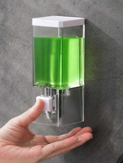 1 pieza Dispensador de jabón de estilo minimalista moderno montado en la pared, sin necesidad de perforar, para baño y cocina de hotel y hogar, decoración de otoño, regreso a la escuela