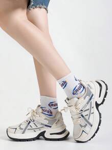 Alan Vincent[Free Returns And Exchanges][Local Delivery][Quick Arrival][Clunky Sneaker Series]Women's Sneakers Breathable And Cool Mesh Surface New Thick Soled Women's Beige And Blue Shoes Fashionable And Comfortable Soft Shoes Can Be Paired With Various Pants And Clothes Outdoor Sports Shoes - Màu xanh lam - Xem 10