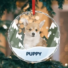1pc Custom Photo Pet Face Personalized Round Shaped Crystal Glass Ornament Gift For Dog Lovers, Cat Lovers, Pet Lovers, Pet Memorial Gifts Birthday Graduation