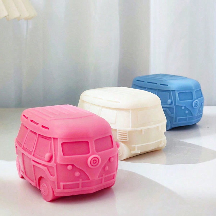 Silicone Candle Mold Set, Creative Bus Shape Wax Mold For DIY Plaster