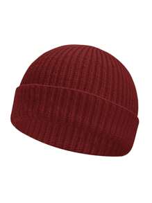 Cappello beanie di da uomo, stile hip hop di strada, in tinta unita, berretto lavorato a maglia caldo, senza visiera, adatto per l'all'aperto invernale, come passeggiare, andare in bicicletta, viaggiare e uso quotidiano