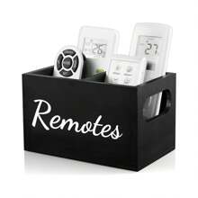 1pc Remote Control Holder, TV Remote Holder, Remote Organizer Caddy For Table, Wooden Remote Box For Nightstand, Bedside Caddy - Multicolor - View 1
