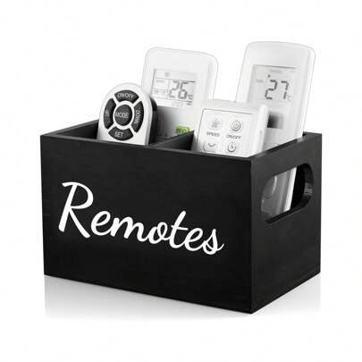 1pc Remote Control Holder, TV Remote Holder, Remote Organizer Caddy For Table, Wooden Remote Box For Nightstand, Bedside Caddy