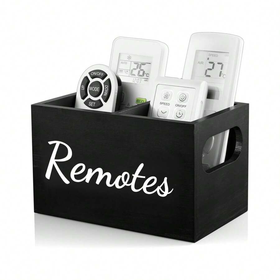 1pc Remote Control Holder, TV Remote Holder, Remote Organizer Caddy For Table, Wooden Remote Box For Nightstand, Bedside Caddy - Multicolor - View 1