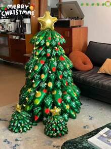 1 件圣诞铝箔气球，圣诞树形气球，DIY 堆叠圣诞树气球，适用于圣诞派对装饰、新年装饰气球、摄影道具、节日派对用品 - 彩色 - 查看 3