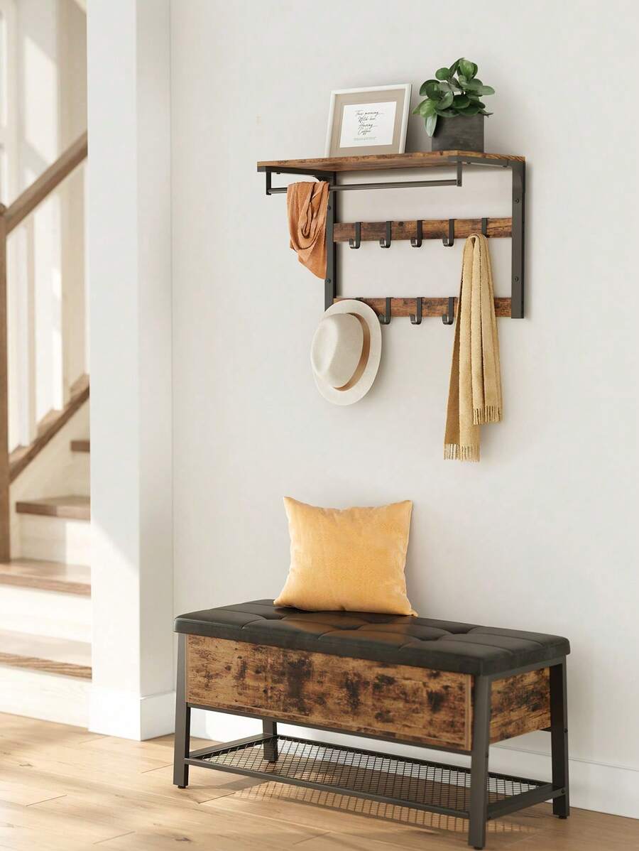 VASAGLE Clothes Hooks - Brown - View 1