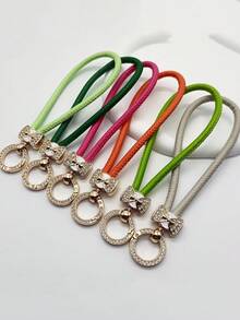 1pc Rhinestone Decor Short Wrist Strap, Lanyard With Phone Clip - Multicolor - View 11