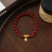 1 chiếc vòng tay thắt nút bằng tre Cinnabar, hạt phong thủy cát vàng tím nguyên chất hàm lượng cao, dành cho nam và nữ, năm sinh - Nhiều màu - Xem 9