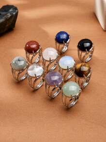 1pc Natural Crystal & Stone Open Ring, Suitable For Daily Wear By Men And Women - Multicolor - View 1