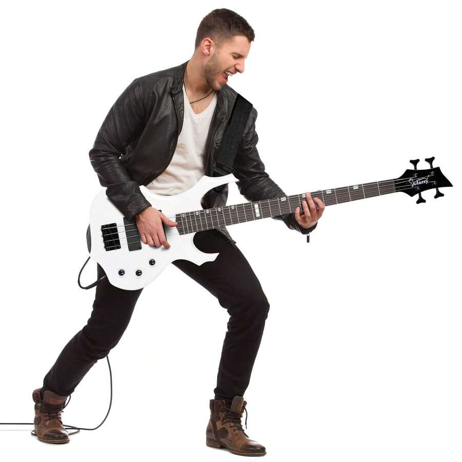 Full Size Glarry 4 String Burning Fire Enclosed HH Pickup Electric