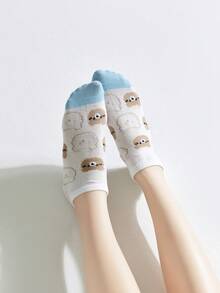 5 双女士休闲熊图案短袜，日常穿着 - 彩色 - 查看 4