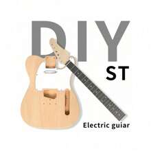 DIY 6 String Electric Guitar Kits With Mahogany Body, Maple Neck And Accessories TL Style/Flame Shaped Style/ST Style - 原木色 - 查看 1