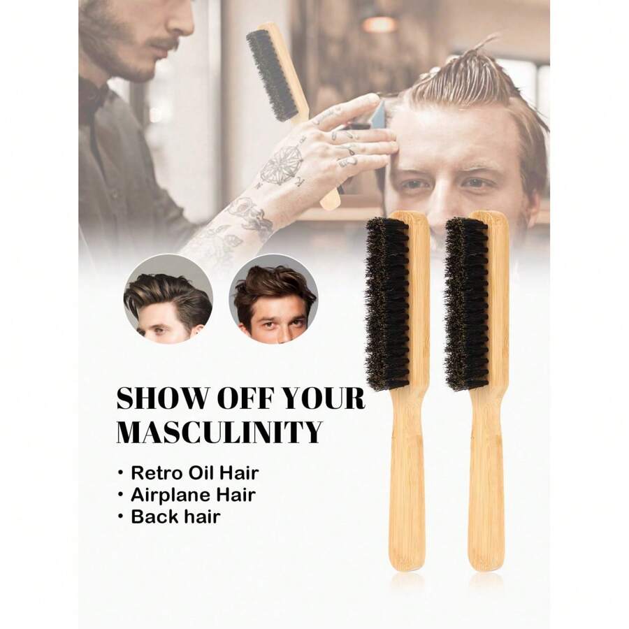 XG Boar Bristle Beard & Mustache Handled Brush With Bamboo Handle For Men, Soft Bristles, Travel