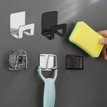 Stainless Steel Sponge Holder, No Drilling Sink Organizer, Sponge Drain Rack, Kitchen Sink Scrubber Holder, Dishcloth Hanging Storage Rack, Black,Multiple Packs Stainless Steel Kitchen Sink Sponges Holder, Self Adhesive Draining Drying Rack,Chic Stainless Steel Sponge Holders - Easy Stick, No Drill, Kitchen & Bathroom Sponge Storage Rack