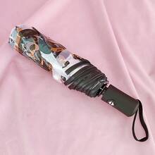 1 件棕色小狗印花可折叠 PVC 雨伞，适合旅行、通勤、防风防水、拍照、艺术、礼物、公主风格、男女通用、多种颜色可选 - 彩色 - 查看 6