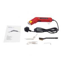 100W Rope Cutter Fabric Cutter, Pro Electric Hot Cutter Heat Sealer With Adjustable Power, Cutting Tool Kit- With Blades & Accessories - Red - View 6