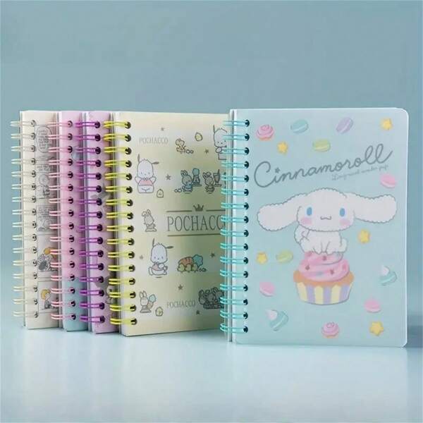 Sanrio 1pc Sanrio Cartoon Coil A6 Colorful PP Coil Book School Notepad Cute Girl Heart Notebook One Bottle60openPaper