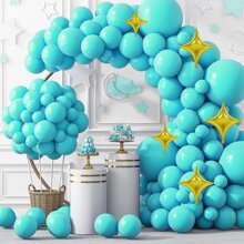 134 件蓝色、黑色纯色乳胶气球套装，金色、银色星形铝箔气球，适合生日、性别揭晓、婚礼派对装饰 - 彩色 - 查看 13