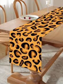 1pc Cow Pattern Leopard Print Tiger Print Satin Table Runner, Home Birthday Holiday Event Party Room Decoration Table Decoration Tablecloth Table Runner Table Cover - Multicolor - View 4