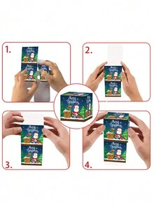 Bộ 3 hộp quà đêm Giáng sinh, hộp quà tặng bằng bìa cứng có khóa đựng tương thích với táo, kẹo, đồ ăn nhẹ, quà tặng dự tiệc - Nhiều màu - Xem 2