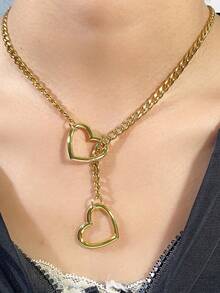 rakol 1 chiếc vòng cổ hình trái tim bằng thép không gỉ tối giản, thích hợp để phụ nữ đeo hàng ngày, không phai màu và không gây kích ứng - vòng cổ - Xem 3