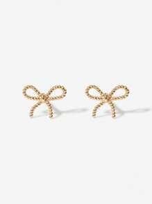 Hoa tai đinh tán nơ bạc Sterling 925 trang sức thời trang ngọt ngào cho Giáng sinh dành cho phụ nữ ngày lễ tình nhân - Bông tai nơ - Xem 2