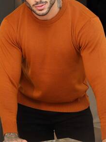 Basic Quality Men's Knitted Sweater - Mustard Yellow - View 3