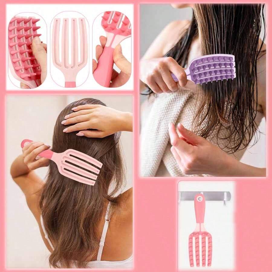 1 chiếc lược chải tóc massage da đầu, 1 bộ lược gội đầu có lông silicon mềm, phù hợp với lược chăm sóc da đầu ướt/khô, lược chải tóc massage da đầu cho nam và nữ, lược chải tóc - Nhiều màu - Xem 1