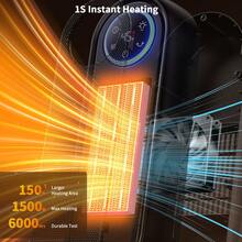 coldSky Space Heaters For Indoor Use, 16 Inch Portable Electric Heater For Office, 1500W Fast Heating Space Heater With Thermostat, 90°Oscillation, 12H Timer, Remote - 美規A型插(110-127V) - 查看 8