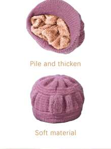 1pc Women's Knitted Hat, Thick With Brim For Winter, Breathable And Warm Knit Cap, Made Of Polyester, Hand Wash Or Dry Clean, Stretchy, Fashion Accessory - Multicolor - View 3