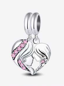 1 Stück modischer 925 Sterling Silber Mutterherz Charm Perle, passend für Frauen Armbänder, Armreifen, zum Selbermachen von Schmuck und zur täglichen Outfit-Abstimmung, Schmuckdekoration für Mädchen zum Valentinstag