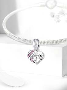 1 Stück modischer 925 Sterling Silber Mutterherz Charm Perle, passend für Frauen Armbänder, Armreifen, zum Selbermachen von Schmuck und zur täglichen Outfit-Abstimmung, Schmuckdekoration für Mädchen zum Valentinstag