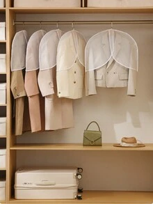 1/3/5 chiếc, Vỏ bọc quần áo chống bụi, Vỏ bọc quần áo treo trong nhà, Vỏ bọc quần áo vest, Vỏ bọc quần áo nửa trong suốt bằng PEVA, Vỏ bọc quần áo nửa túi - trắng - Xem 7