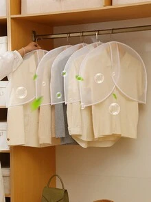 1/3/5 chiếc, Vỏ bọc quần áo chống bụi, Vỏ bọc quần áo treo trong nhà, Vỏ bọc quần áo vest, Vỏ bọc quần áo nửa trong suốt bằng PEVA, Vỏ bọc quần áo nửa túi - trắng - Xem 4