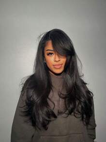 200% Long HD Body Wave Lace Front Wig Wavy Human Hair Wigs Full 13x6*1 Swiss HD Lace Body Wave Lace Frontal Wig For Women Pre Plucked Brazilian Body Wave Wig For Girls Ear To Ear Middle Part Lace Front Human Hair Wigs With Glueless Baby Hair #1B - Natural Black - Xem 2