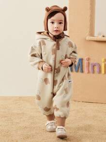 mini bala Boys' & Girls' Reversible Plush Jumpsuit Warm Winter Collection - Coffee Brown - View 1
