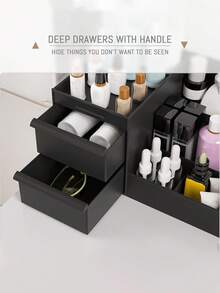 Drawer Type Desk Makeup Box, Dormitory Organizer Plastic Storage Rack, Cosmetic Skincare Dresser Desktop Storage Box - Multicolor - View 5