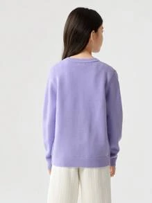 Balabala Boys' & Girls' Cardigan Minimalist Fall/Winter 2024 Style - Hyacinth Purple - View 3