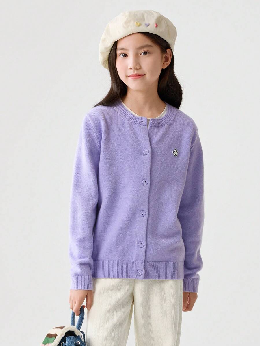 Balabala Boys' & Girls' Cardigan Minimalist Fall/Winter 2024 Style - Hyacinth Purple - View 1