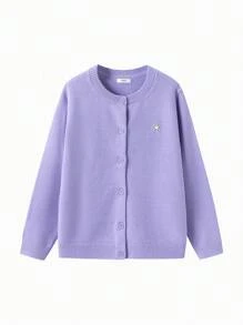Balabala Boys' & Girls' Cardigan Minimalist Fall/Winter 2024 Style - Hyacinth Purple - View 4