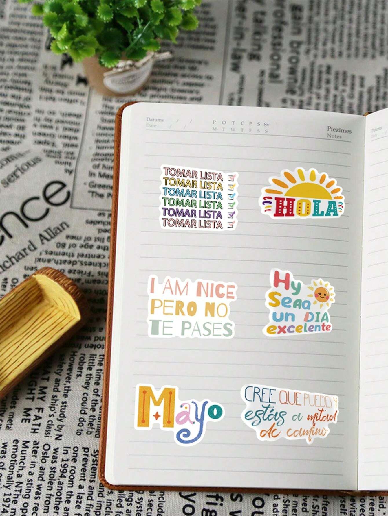 50pcs Japanese Motivational Cute Cartoon English Stickers Diy