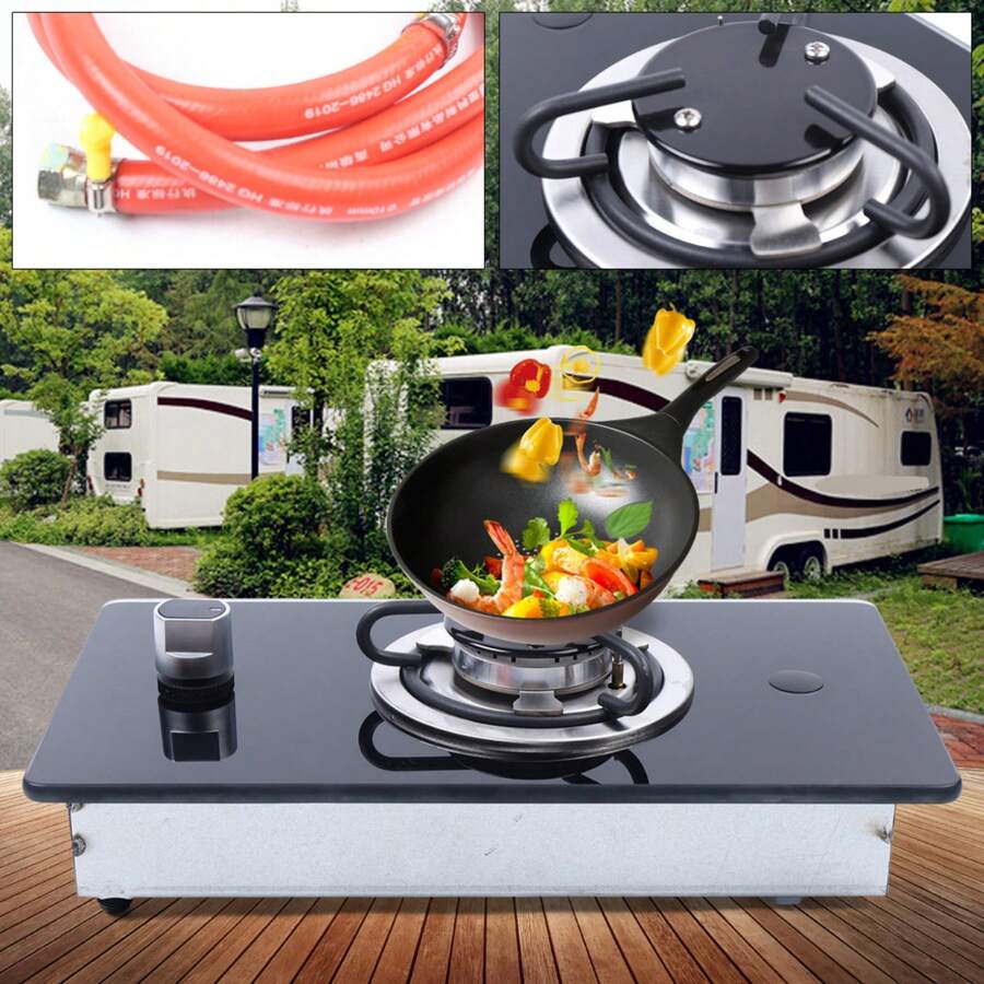 Boat Caravan RV Camper 1 Burner LPG Gas Stove Hob With Tempered Glass