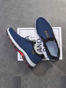 男士休闲一脚蹬透气运动鞋，大码 - D16藍色 - 查看 6