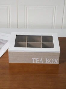Une boîte à thé en bois avec des compartiments pour les sachets de thé et les paquets de café, avec un couvercle en verre transparent. Idéal pour la rentrée scolaire