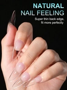 120Pcs/Bag French Nails Tip Artificial Full Cover Acrylic Press On Coffin Square Short Soft Gel Extensions False Long Nail Tips Nail Supplies - Clear - View 5